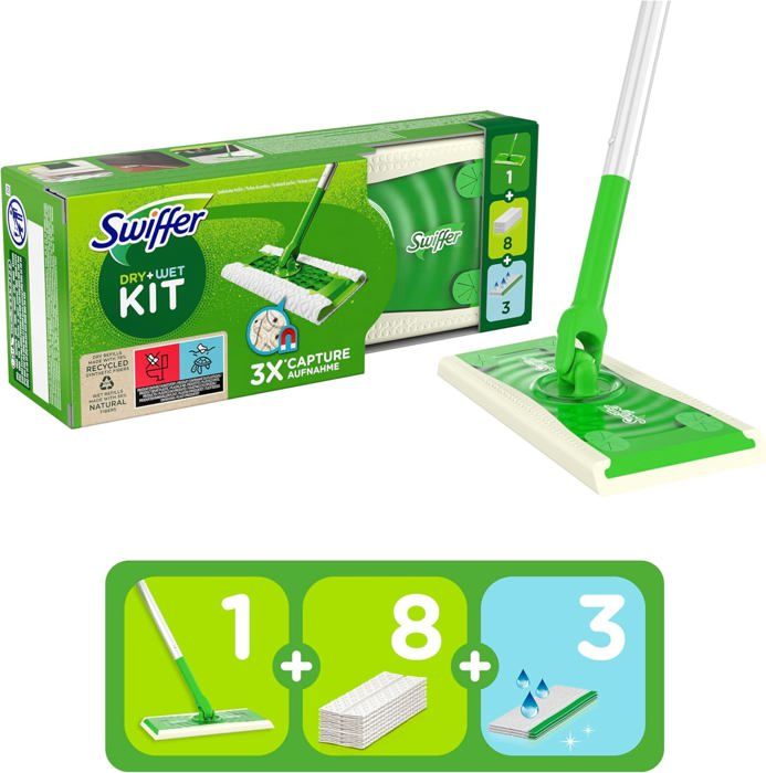 Recharges Swiffer - 102 Lingettes Sèches + 3 Humides - Pour Balai Poussière