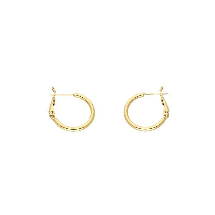 Boucles dOreilles - Femme/Enfant - Créoles - 20 mm - Jonc - Lisse - Plaqué Or Jaune 750/1000 - 3 Microns