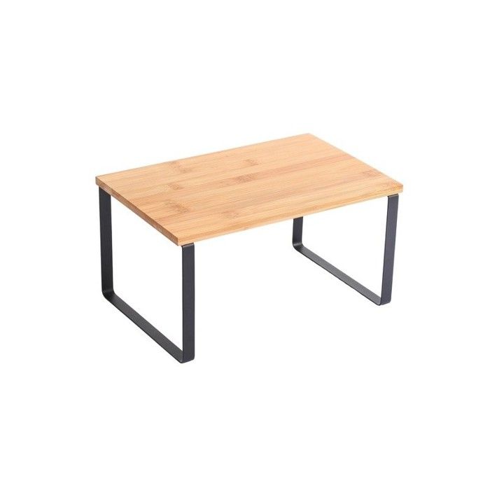 Etagère support de cuisine sur pied Design industriel Bambou & Acier ELIE Noir mat MSV Etagère support de cuisine sur pied Design industriel Bambou & Acier ELIE Noir mat MSV