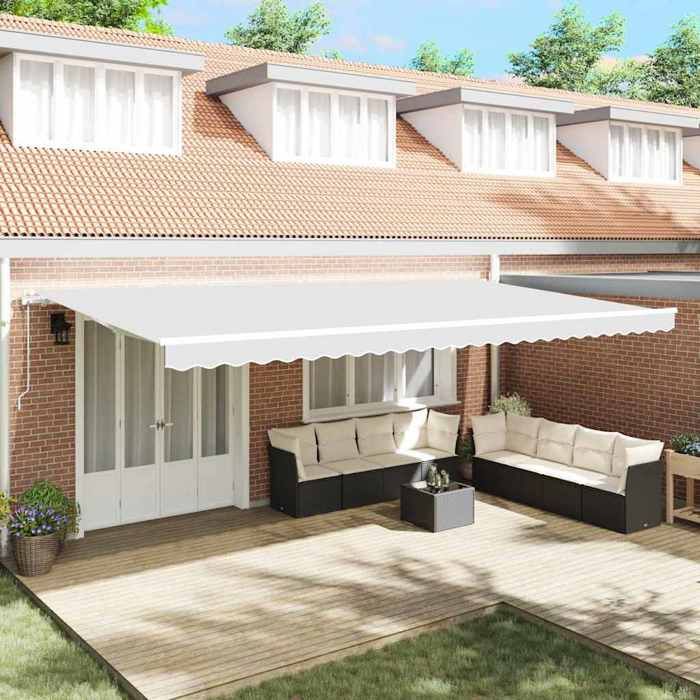 Vidaxl Auvent rétractable Blanc 600 × 300 cm Tissu et Aluminium Gris - vue 2