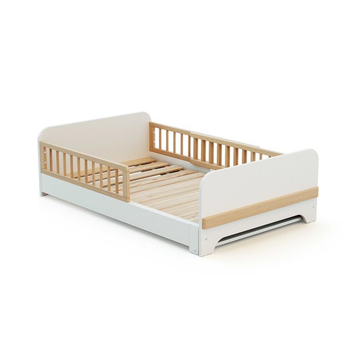 JURABABY - Lit au sol enfant extensible en bois 80x140-165-190 CARROUSEL - Blanc Blanc - 80x140 JURABABY - Lit au sol enfant extensible en bois 80x140-165-190 CARROUSEL - Blanc Blanc - 80x140