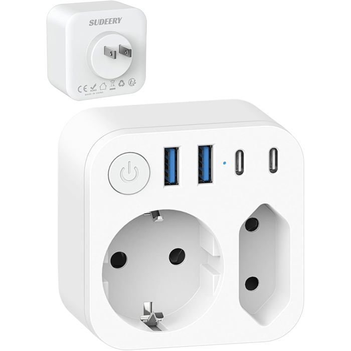 Pack De 2 Adaptateurs De Voyage UK Vers EU Avec 3 Ports USB - Marque Iroussa - Neuf