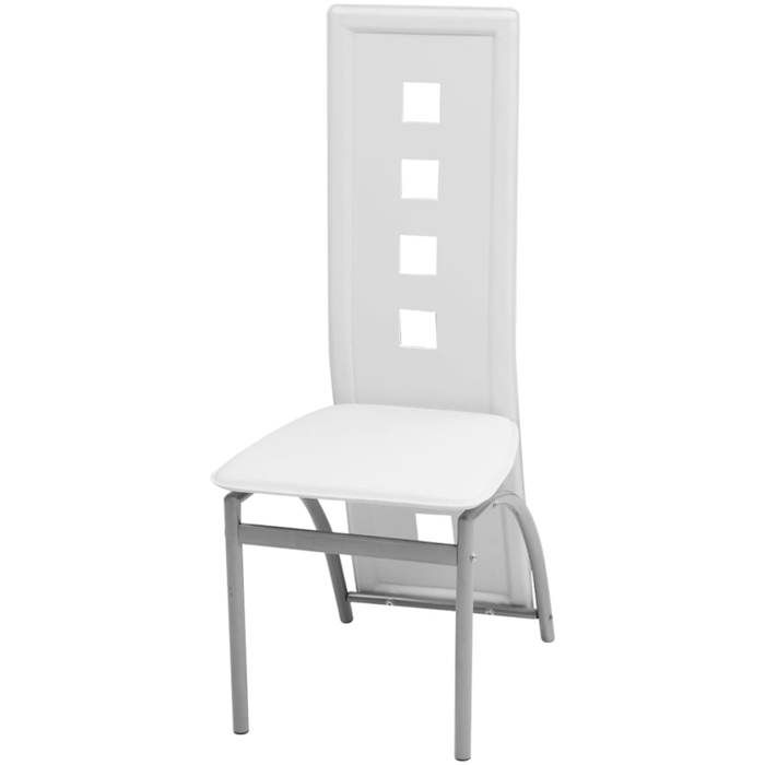 SOLO - TOP Chaises à manger/cuisine - lot de 4 - blanc similicuir - cadre en acier - max charge 110kg LV214