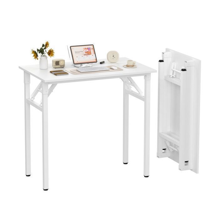 Lvhcmfohm Bureau PliableTable Pliante Compact PetitePour La Maison Le Bureau Les Pique-niques80x50x75 cmBlanc