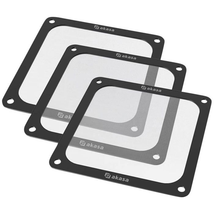 Grille de ventilateur avec filtre Akasa 120x120 mm GRM12 M01 BKT3 Compatible PC Filtre intégré