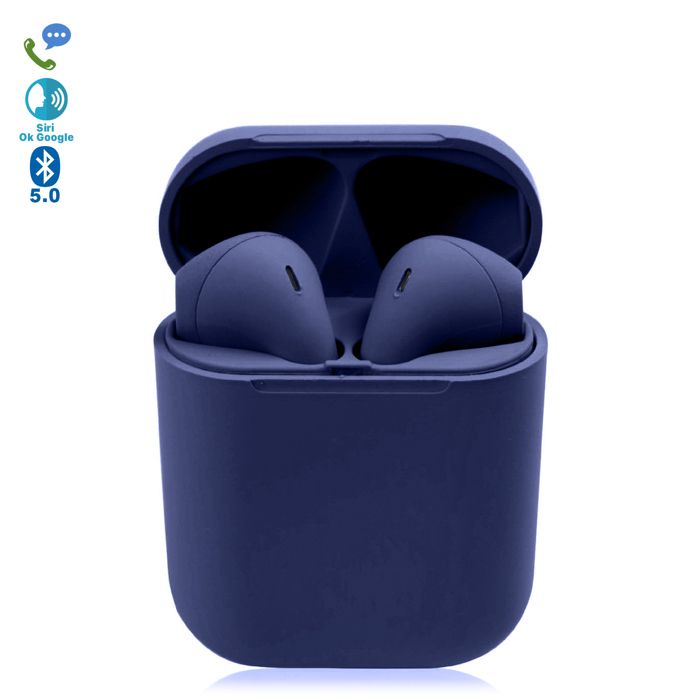 DAM Écouteurs DAM D120 TWS Bluetooth 5.0 tactiles avec base de chargement et synchronisation automatique 4x2x5 Cm. Bleu Marine Foncé