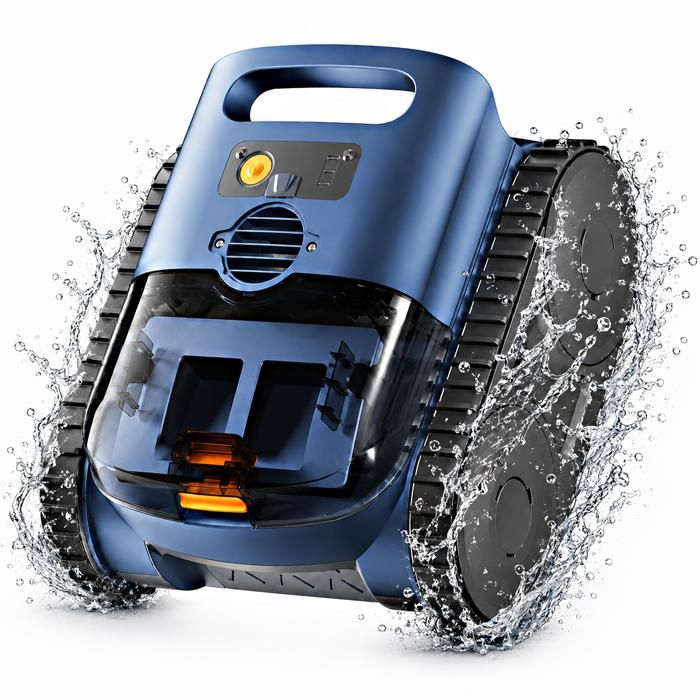 Robot de Piscine sans Fildes Parois et de la Ligne d Eau180Min & 200m² dAutonomieDouble Filtration Ultra-Fine Grand Panier 3L