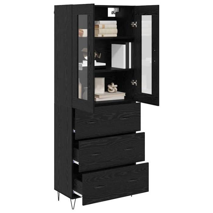 Vaisselier de cuisine - Noir - Haut Armoire - SWEETY - avec rangement - Chêne noir 695x34x90cm - Bois dingénierie LH1216956