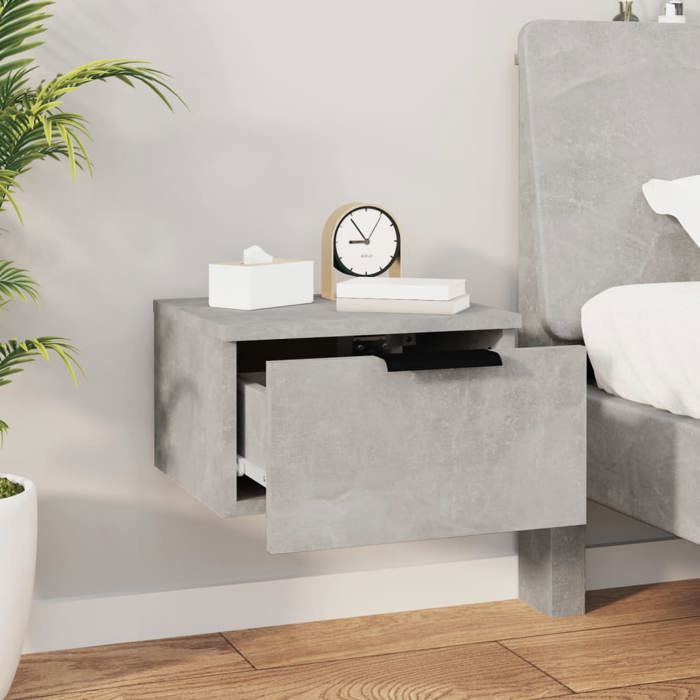 Table de chevet murale - NGM - Armoire de chevet flottante - Gris béton 34x30x20cm 978426