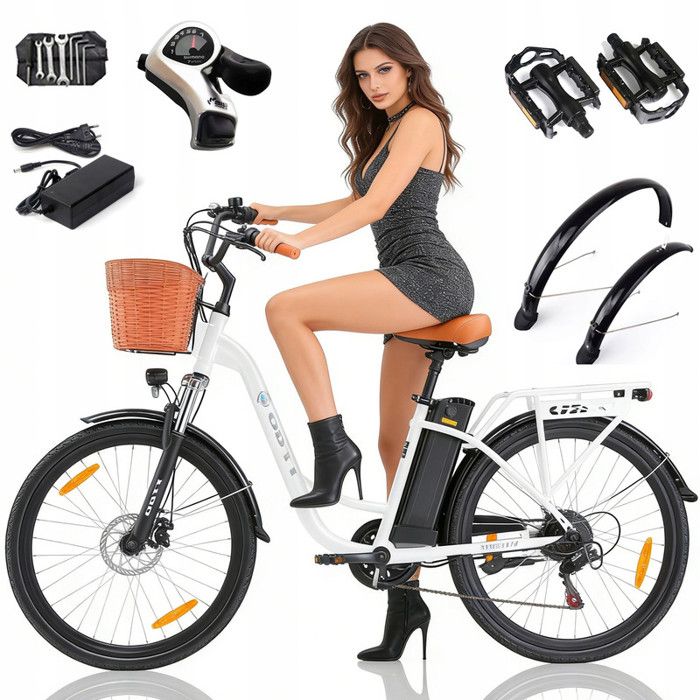 TTGO YY-26ST - Vélo électrique urbain - Autonomie 75km - Panier inclus - Shimano 6 vitesses - Adulte c