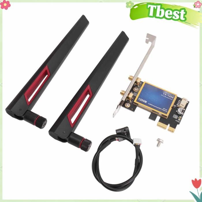 Tbest Carte WiFi PCIe Carte Réseau PCIe sans Fil Double Bande Adaptateur WiFi Facile à Installer avec informatique rangement
