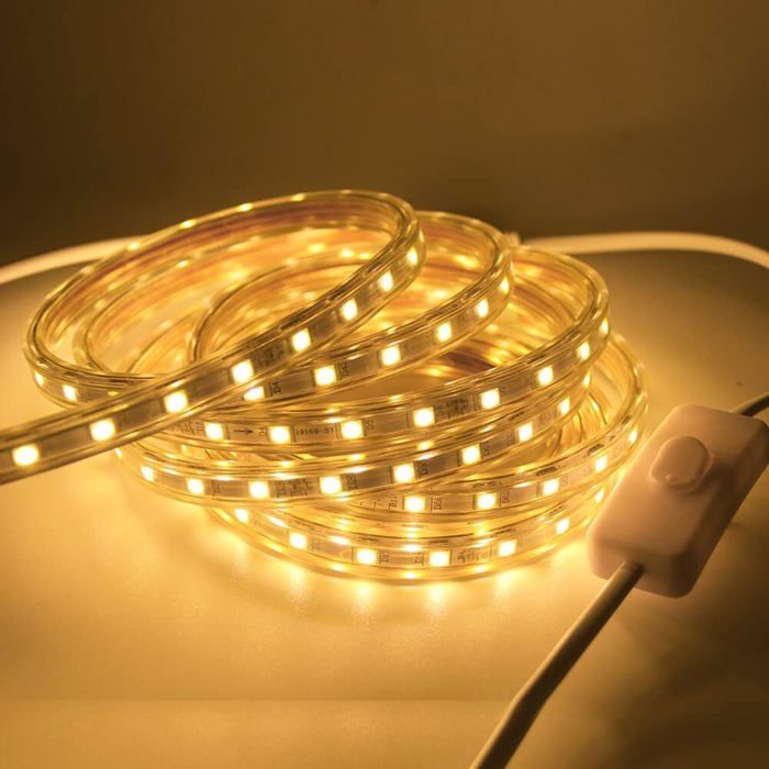 Ruban Led Avec Interrupteur 230V Bandeau Led Ip65 Etanche Découpable Flexible Bande Led Lumière Pour Chambre Armoire Maison [CA346]