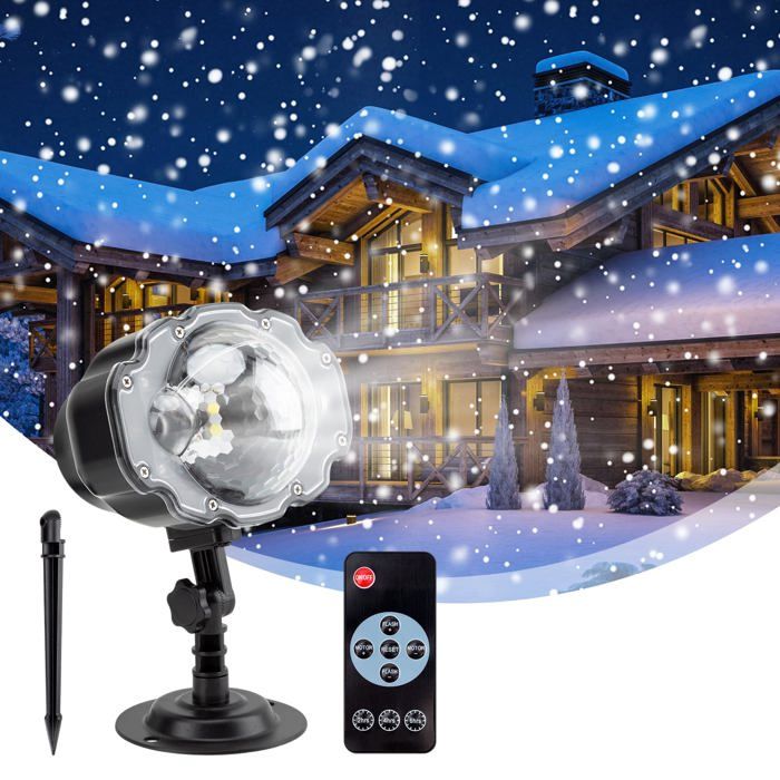 Projecteur de Noël lumières LED en forme de chute de neige - Projecteur dextérieur étanche avec télécommande - Projecteur pour l