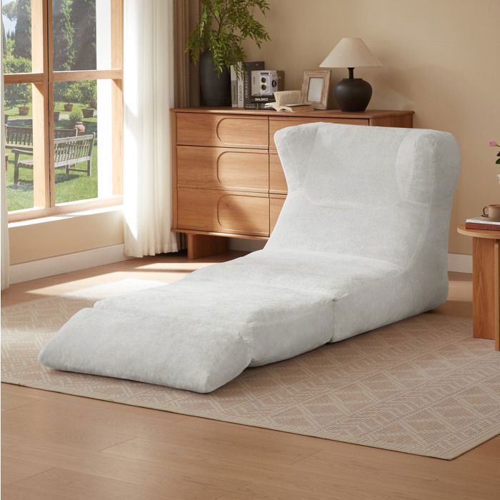 Chauffeuse convertible Fauteuil-Lit Pliable 1 Place 90 x 118 x 86 cm tissu blanc design contemporain avec accoudoirs et dossier