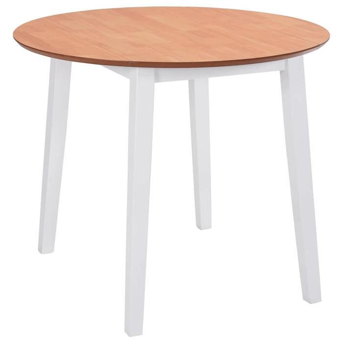 ELORAN Table de Repas - Meuble à Manger - Table à manger ronde à abattant - MDF - blanc - 90x75 cm 26954