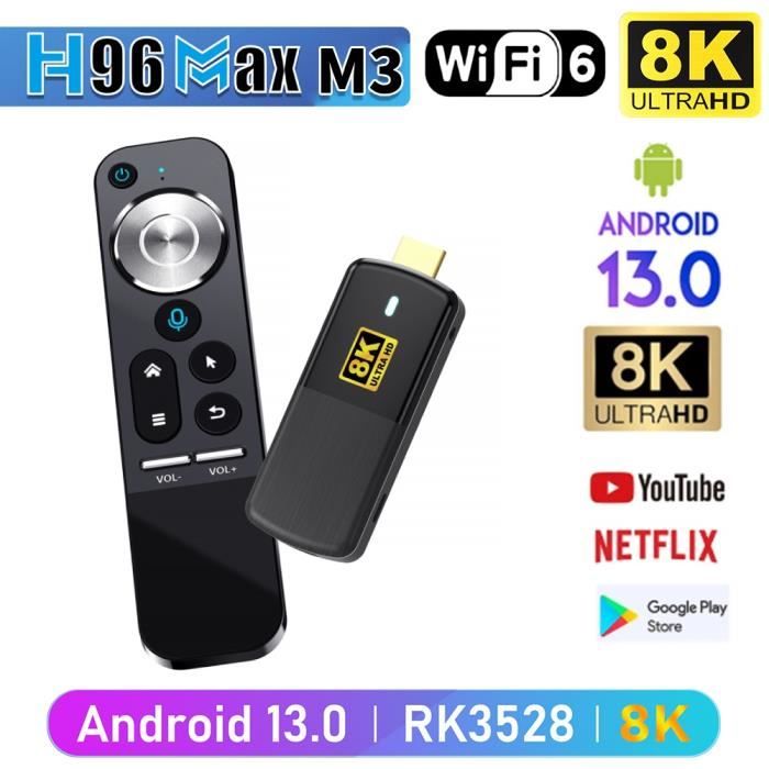 ACELIFE H96Max M3 8K Smart TV Stick WIFI6 2G 16G Android 13.0 Lecteur multimédia BT5.0 TV Box Lecteur multimédia Décodeur
