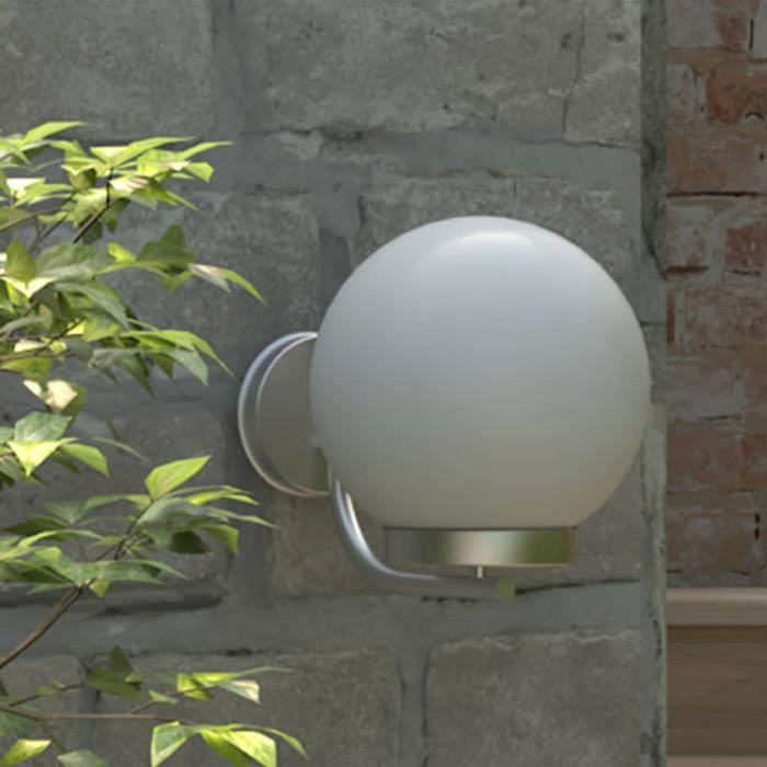 FHE - Éclairage extérieur Applique murale boule blanc 32 cm Support de lampe en acier inoxydable abat-jour en plastique DXYH0395