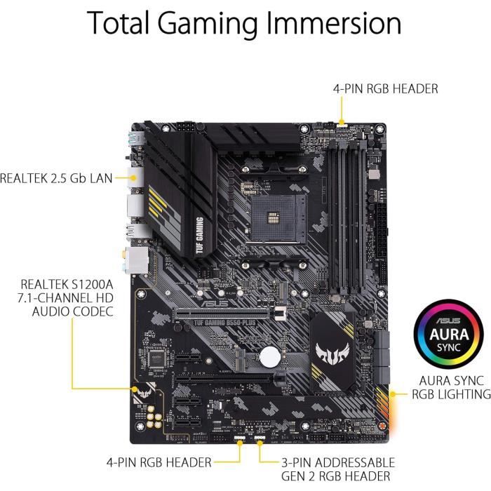 Carte Mère ASUS TUF B550 PLUS - Socket AM4, PCIe 4.0, RGB, 2.5Gb Ethernet