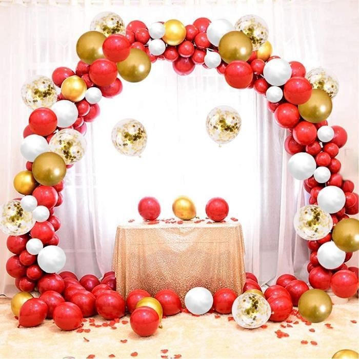 Arche Ballon Rouges Or, Arche Ballon Anniversaire, Ballon blanc Rouge Or  Guirlande pour remise de diplôme Baby Shower Fête d'a[777] - Cdiscount  Maison