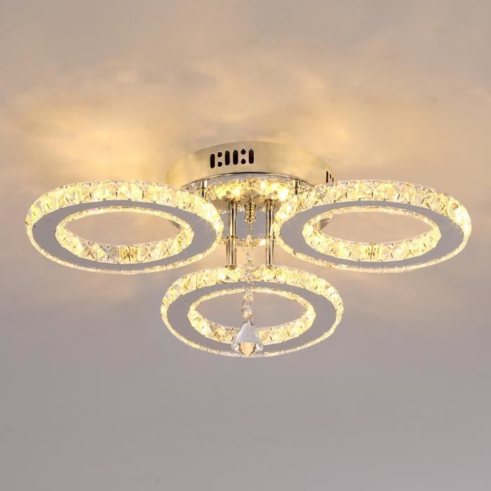 Lustre LED en cristal clair moderne plafonnier moderne 30W salon lustre chambre luminaire