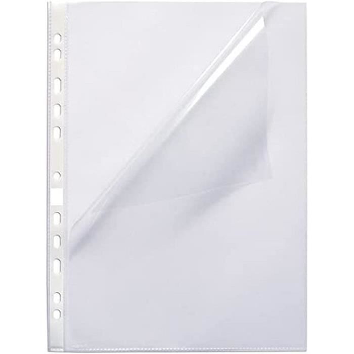 100 Pochettes Perforées Oxford A4 - Transparentes à Ouverture Totale