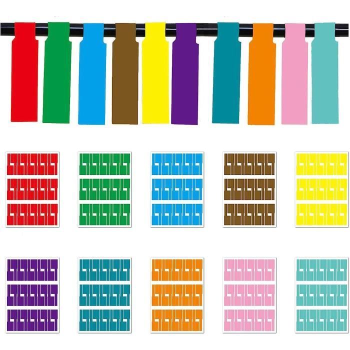 300 étiquettes Autocollantes Pour Câbles - 10 Couleurs, Marquage Et Organisation De Câbles électriques - 5