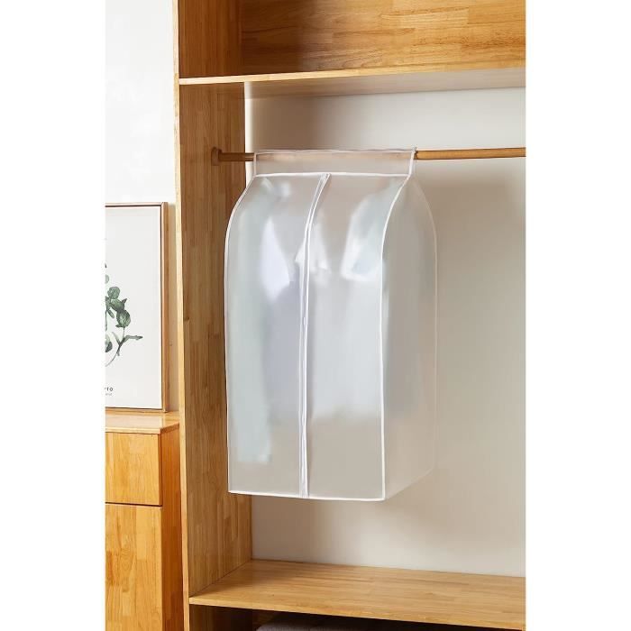 Housses De Rangement Vêtements 60x100 Cm - Lot De 3 Housses Penderie Avec Fenêtre Transparente, Anti-poussière, Imperméables, Pour Costumes, Manteaux, Robes