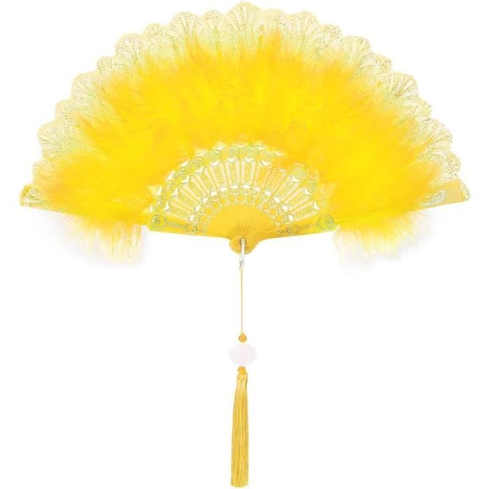 Éventail Pliant à Plumes Vintage - Parfait Pour Mariages, Fêtes Et Déguisements - Design Rétro Avec Pompon