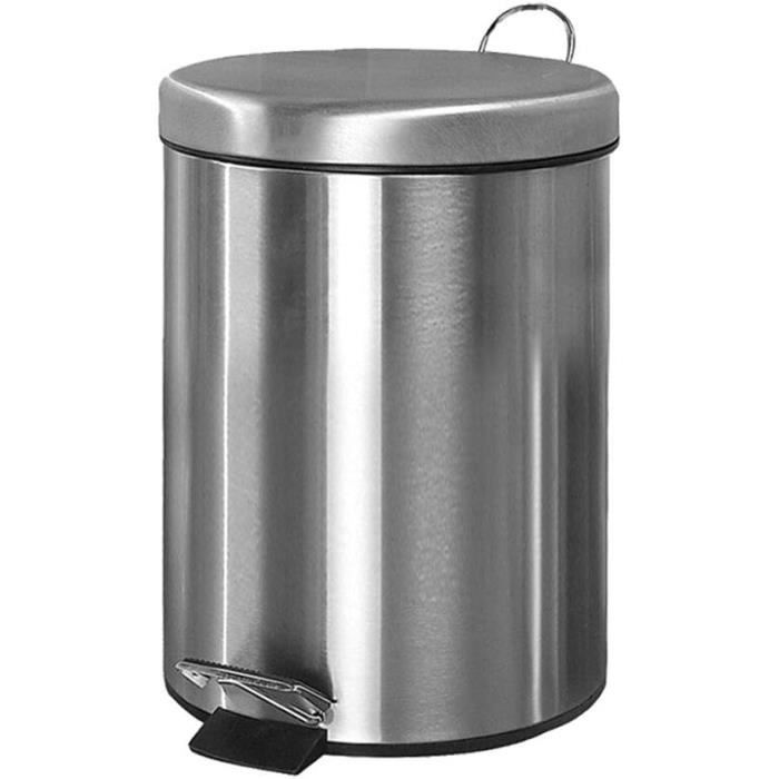 Poubelle de Cuisine, 30L, Poubelle en Acier avec Pédale, Couvercle et Seau Intérieur, Fermeture en Douceur, Gris Verdâtre | Leroy Merlin