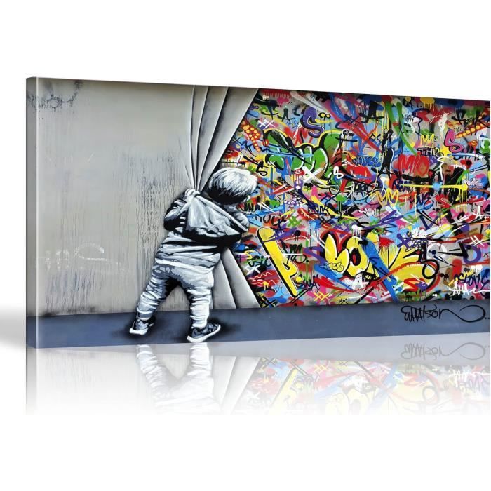 Tableau Banksy Toile Street Art Graffiti Toile Art Décor Impression Sur  Toile Tableau Décoration Murale Salon Moderne 25X50Cm[u7306] - Cdiscount  Maison