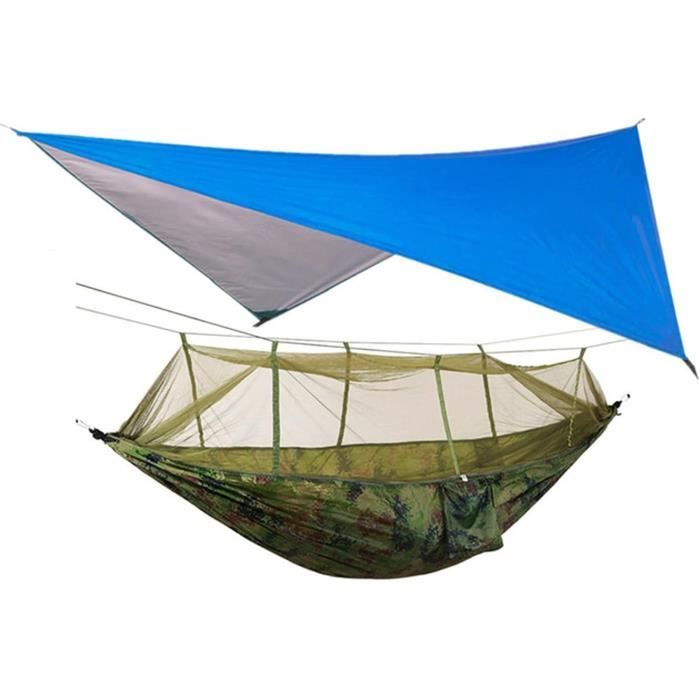 Hamac Double Camping GEARUP – Parachute Nylon Bleu – Portable 500 Lbs