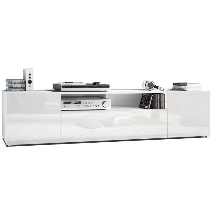 Meuble TV élégant En Finition Brillante, Blanc | France