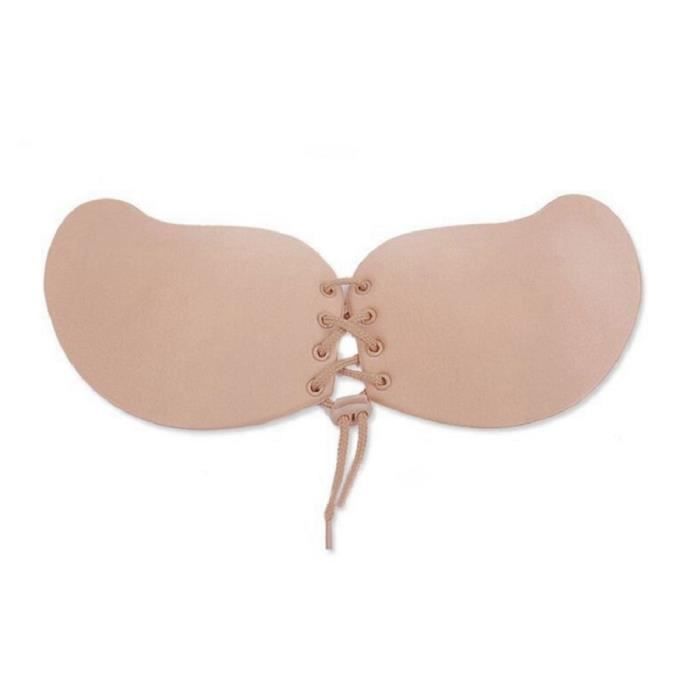 Soutien gorge adhesif bonnets D beige sans bretelles lacage effet push up Beige Cdiscount Pret a Porter