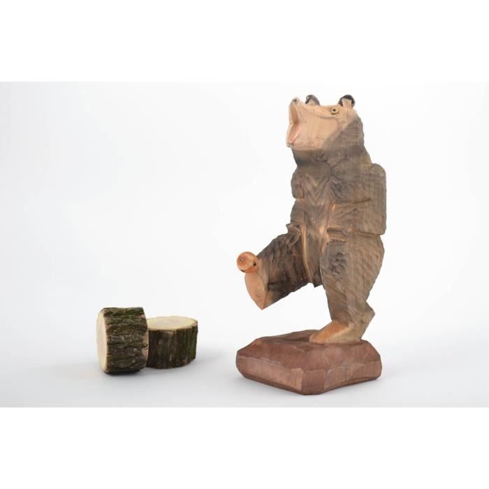 Figurine Ours en bois naturel amusante decoration Cdiscount Maison