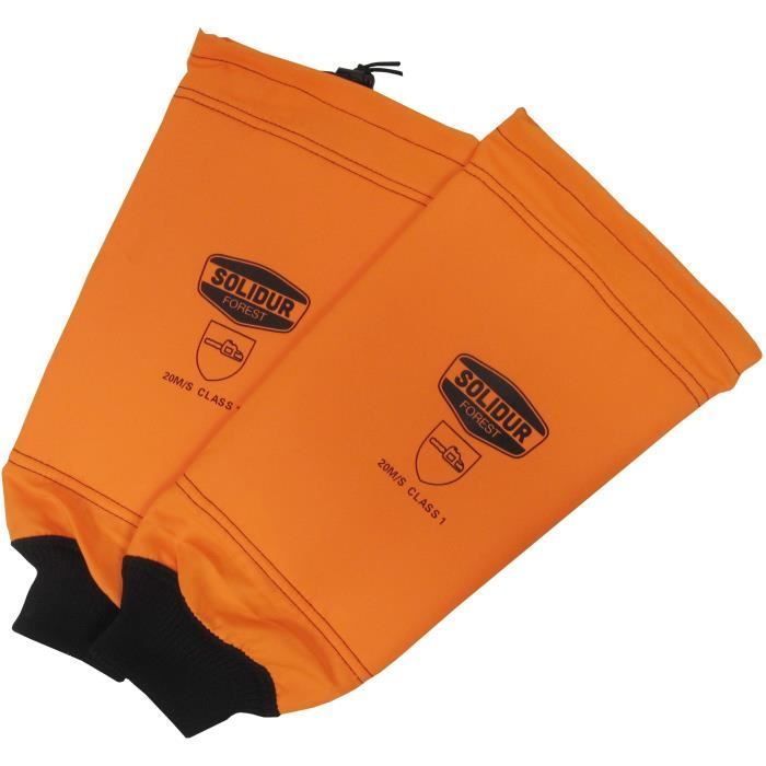 Manchettes de tronçonnage anti-coupures taille unique protection 8 couches (360°) élastique de serrage Testé Classe 1 (20m/s)