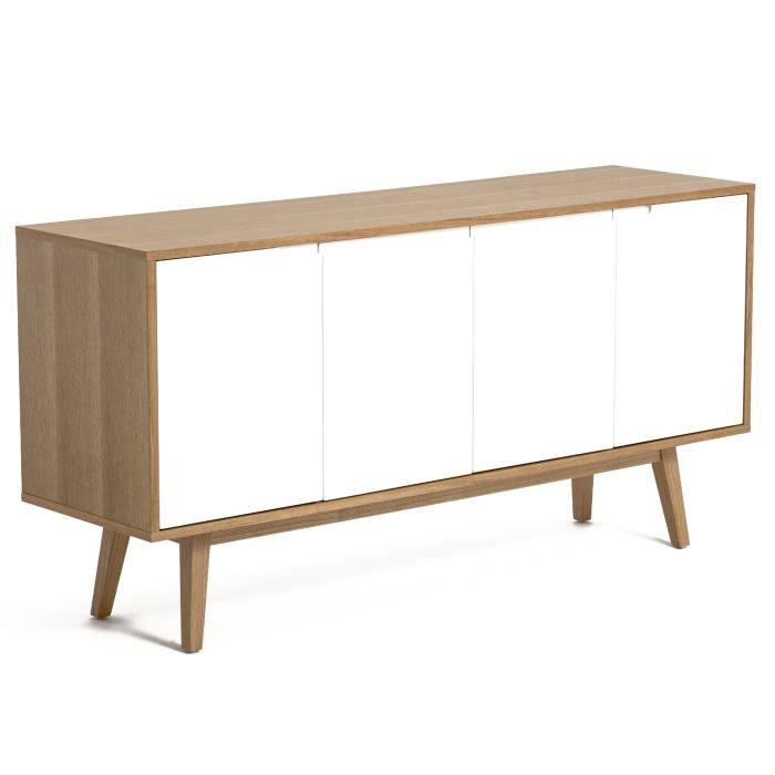 Buffet design scandinave ALSKAR chêne et blanc 160 cm - Cdiscount Maison