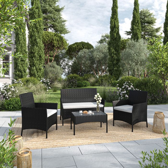 Salon De Jardin 4 Places En Acacia Achat Vente Pas Cher