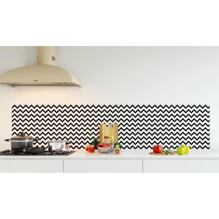 Credence De Cuisine Adhesive En Verre De Synthese Motif Geometrique Zigzag Noir L 220 X H 50 Cm Achat Vente Credence Credence De Cusine Motif Cdiscount