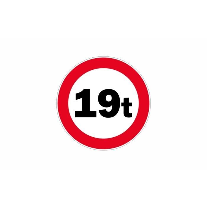 Autocollant sticker signalisation panneau interdit poids lourds camion 19 t
