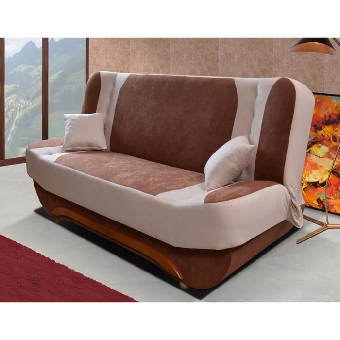 Banquette Clic Clac Bicolore Avec Coffre Voltaire Marron L 200 X P