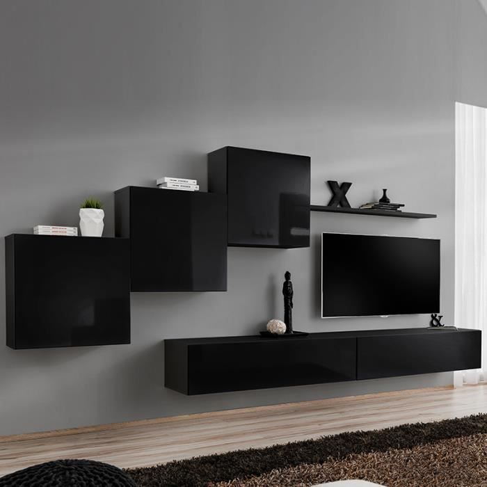 Meuble Tv Suspendu Noir Duccio 4 L 330 X P 40 X H 160 Cm Noir Achat Vente Meuble Classement Meuble Tv Suspendu Noir Soldes Sur Cdiscount Des Le 20 Janvier Cdiscount