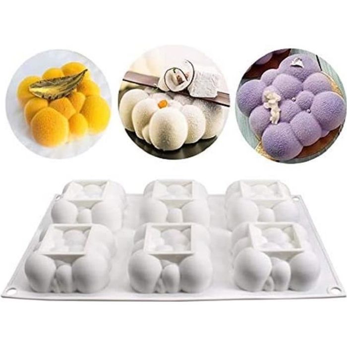 Moule silicone 3D individuel 6 nuages carré bombée relief cloud en silicone  flexible pour cake gâteau pâtisserie entremets - Cdiscount Maison