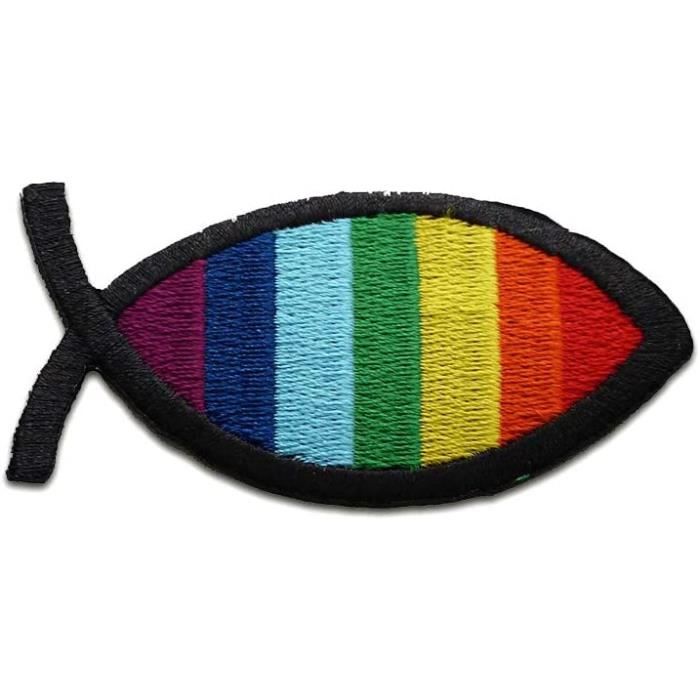 Toppa Termoadesiva Pesce Simbolo Cristiano - Ricamata, 7,2 X 4,1 Cm, Per Vestiti E Accessori - Istruzioni Incluse - 4