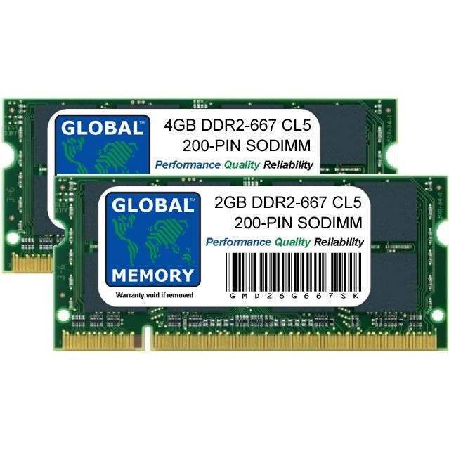 Mémoire RAM DDR2 SODIMM Pour PC Portable - 8 Go (4x2 Go) Ou 1 Go, PC2-5300, 667 MHz, Neuf