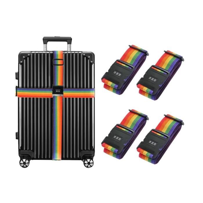 4 Sangles De Liaison Pour Bagages - Connecteur De Valise - Remplacement De Sangle Voyage - Couleur Bleu/noir