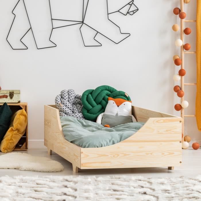 Cadre de lit pour enfants pour matelas 80x160 bois brun GIOIA