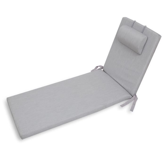 Coussin pour Transat Chillvert Pacific 190x60x6 cm Gris Clair Déhoussable