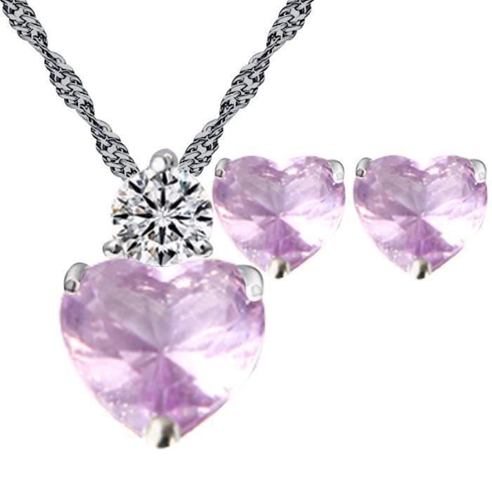 Parure De Bijoux Femme Cygne Et Son Petit - Collier Et Boucles D'oreilles Argenté