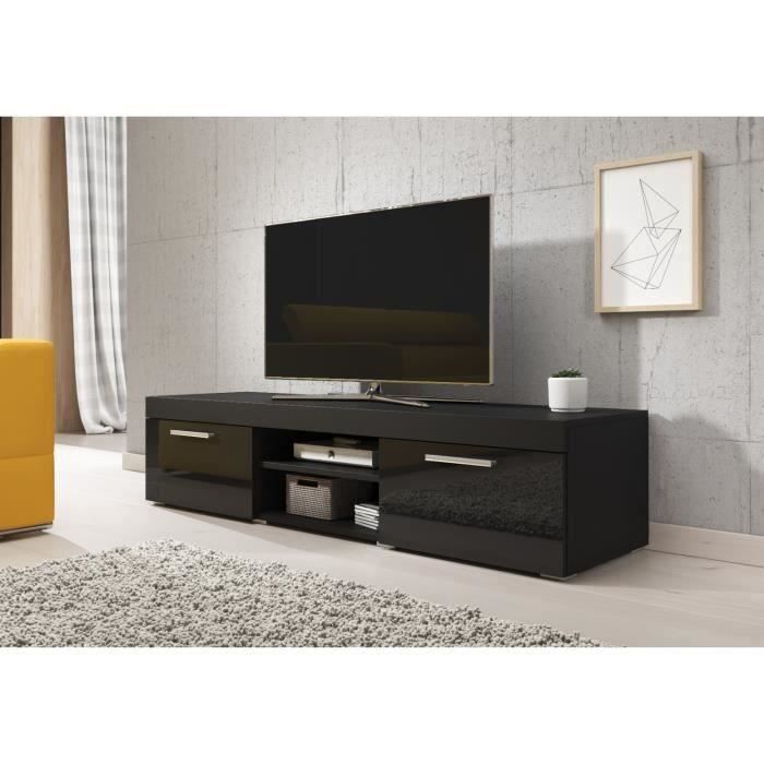 Paris Meuble Tv Contemporain Decor Noir 140 Cm Achat Vente Meuble Tv Paris Meuble Tv Noir 140 Cm Cdiscount