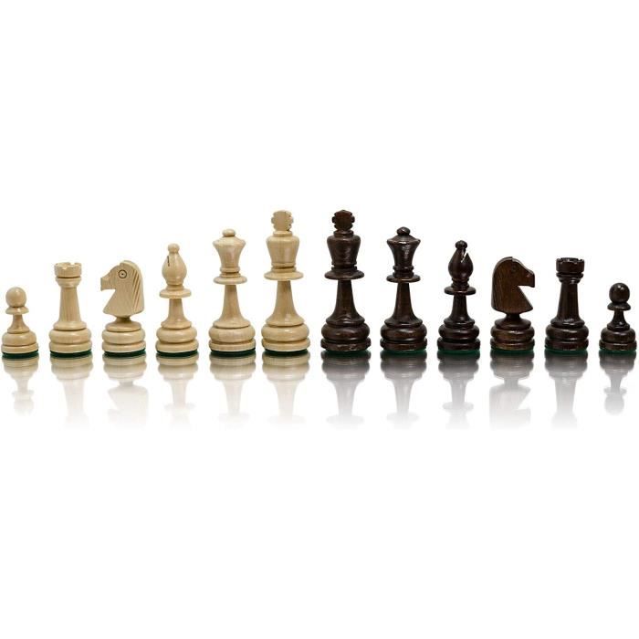 Jeu d'échecs taille 4+ bois sycomore/acajou numéroté avec pièces